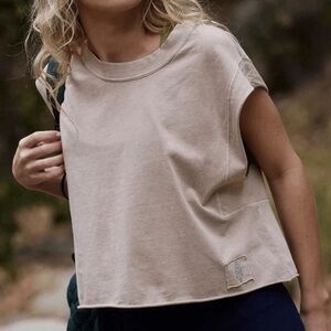 FP Movement Women XL Tan Athleisure Oversized Cropped Inspire Tank Top NWOT